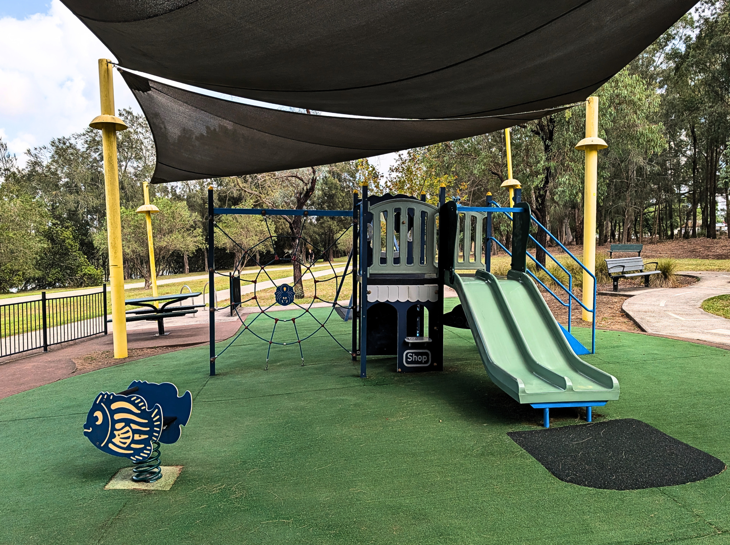 Current playground, slide, climbing rope