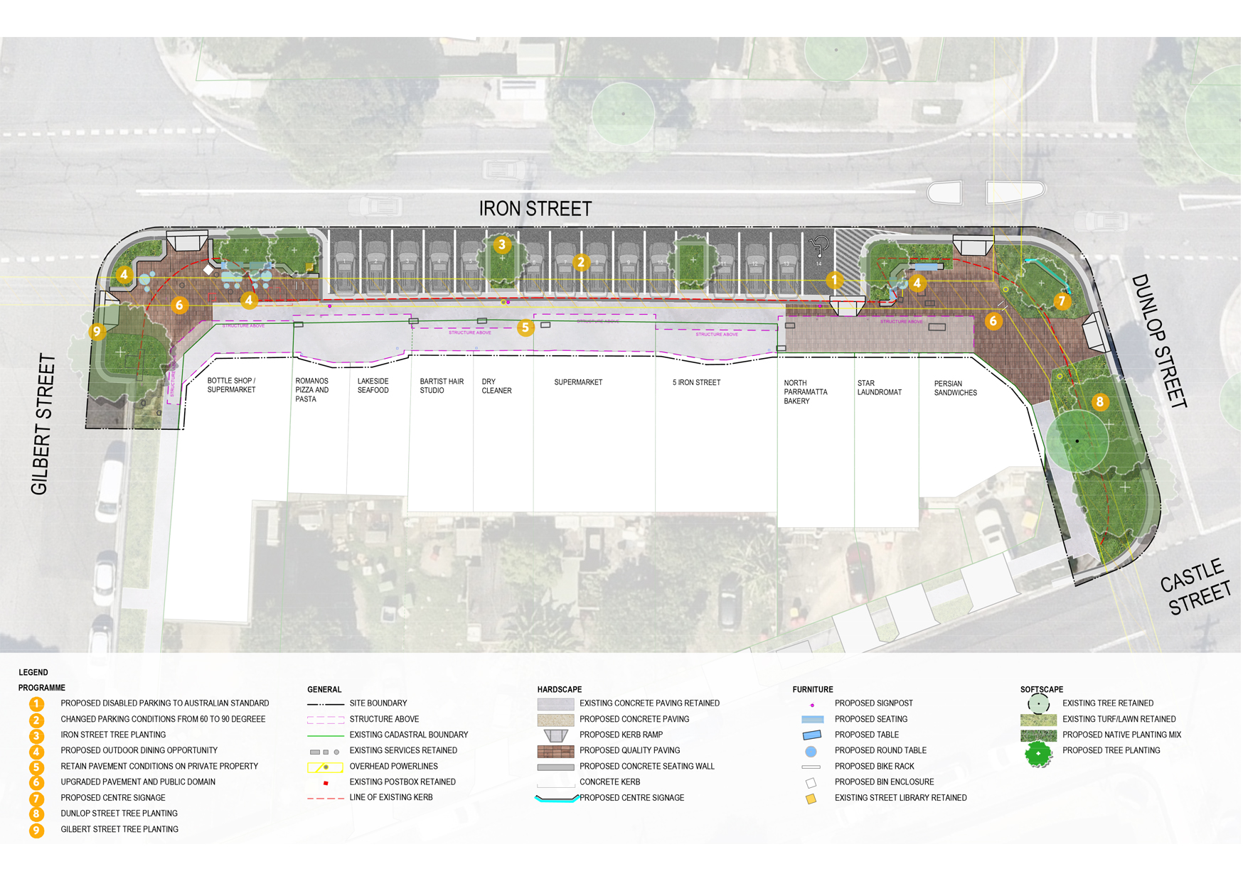 draft concept plan for Iron Street Shops upgrade